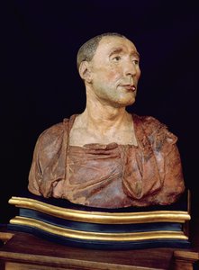 ニッコロダウッツァーノ（1359-1431）の胸像（多色テラコッタ）